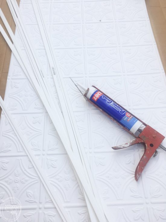 Glue up ceiling panels are an easy way to update a ceiling in a camper (or home). These panels covered up some water damage after the roof was repaired.