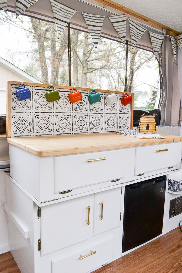 Painted Cabinets In Pop Up Camper Rv With Updated Kitchen Area And