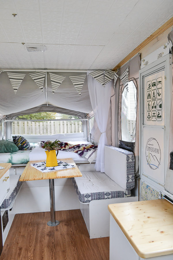 Restored 1950s Mobile Home Interior Pop Up Camper Remodel Reveal Refresh Living