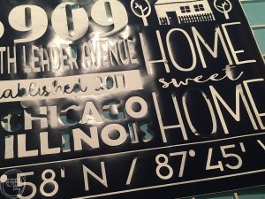 This customized home address graphic with coordinates can be used on so many different home decor items.