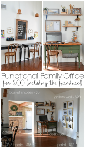 This room is proof that you can decorate on a budget while still bringing in beautiful pieces of furniture. Three desks for under $60? Genius idea on how to create desks for kids.