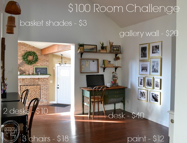 Vintage Modern Home Office Reveal: $100 Room Challenge • Refresh