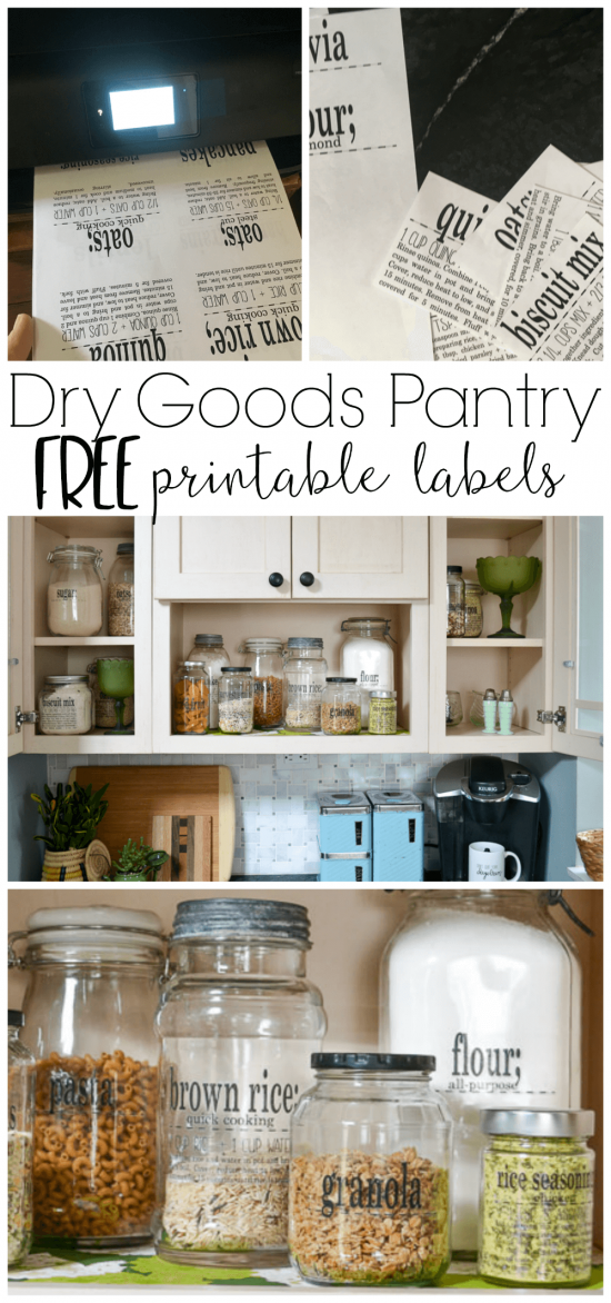 Free printable pantry labels including how to make clear labels for glass jars. These labels will help you to organize your dry foods in a pretty way.