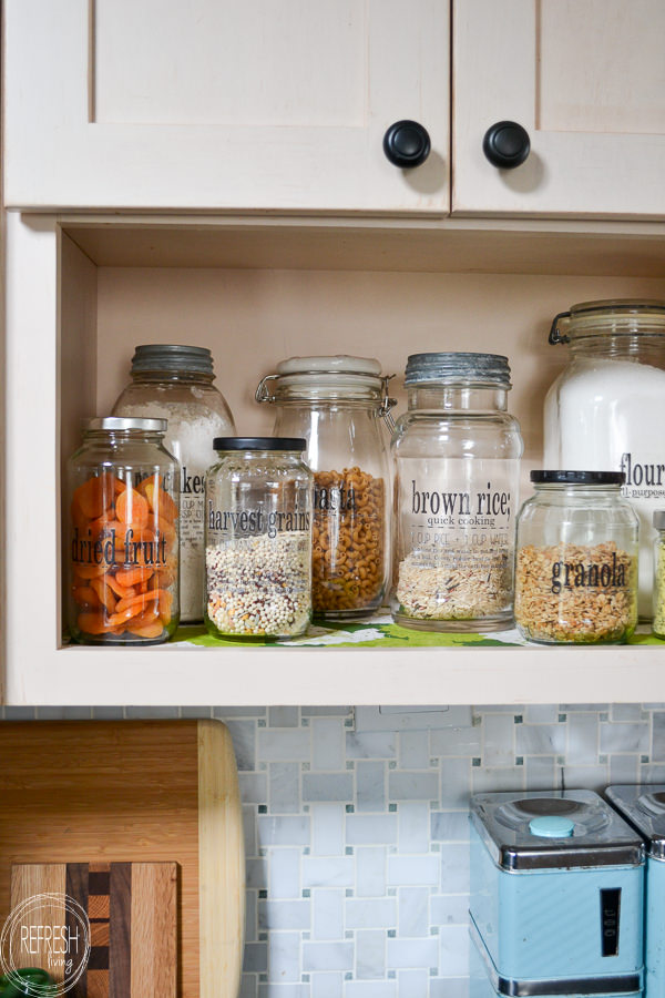 Glass jars can help with kitchen and pantry organization