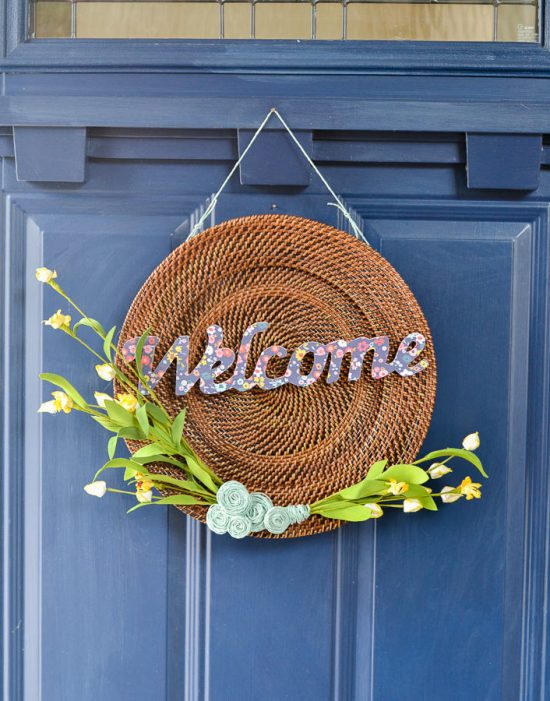 This is a great idea on how to make a inexpensive DIY spring wreath using a thrift store find. For less than $5, you can make a custom spring front door decoration!