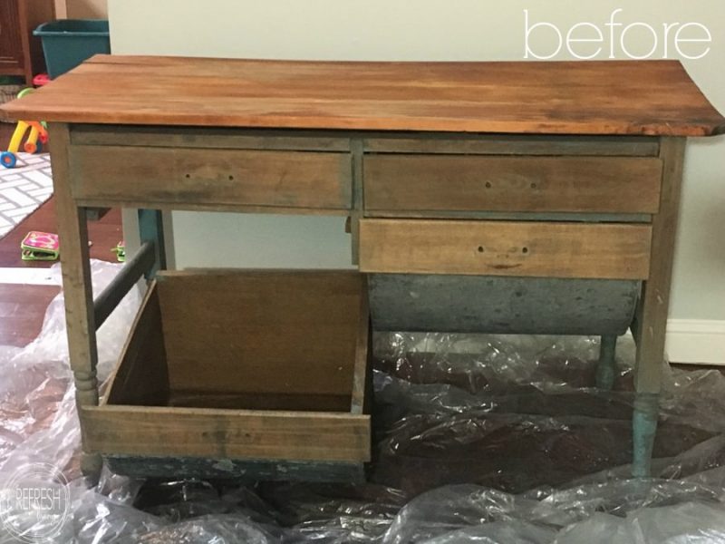 I can't believe how this old baker's table was reused. Such a creative idea and the color now is gorgeous!