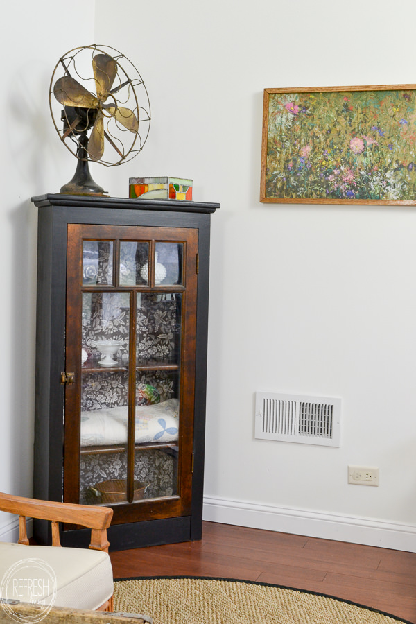 Refinished Antique Cabinet with Decorative Paper