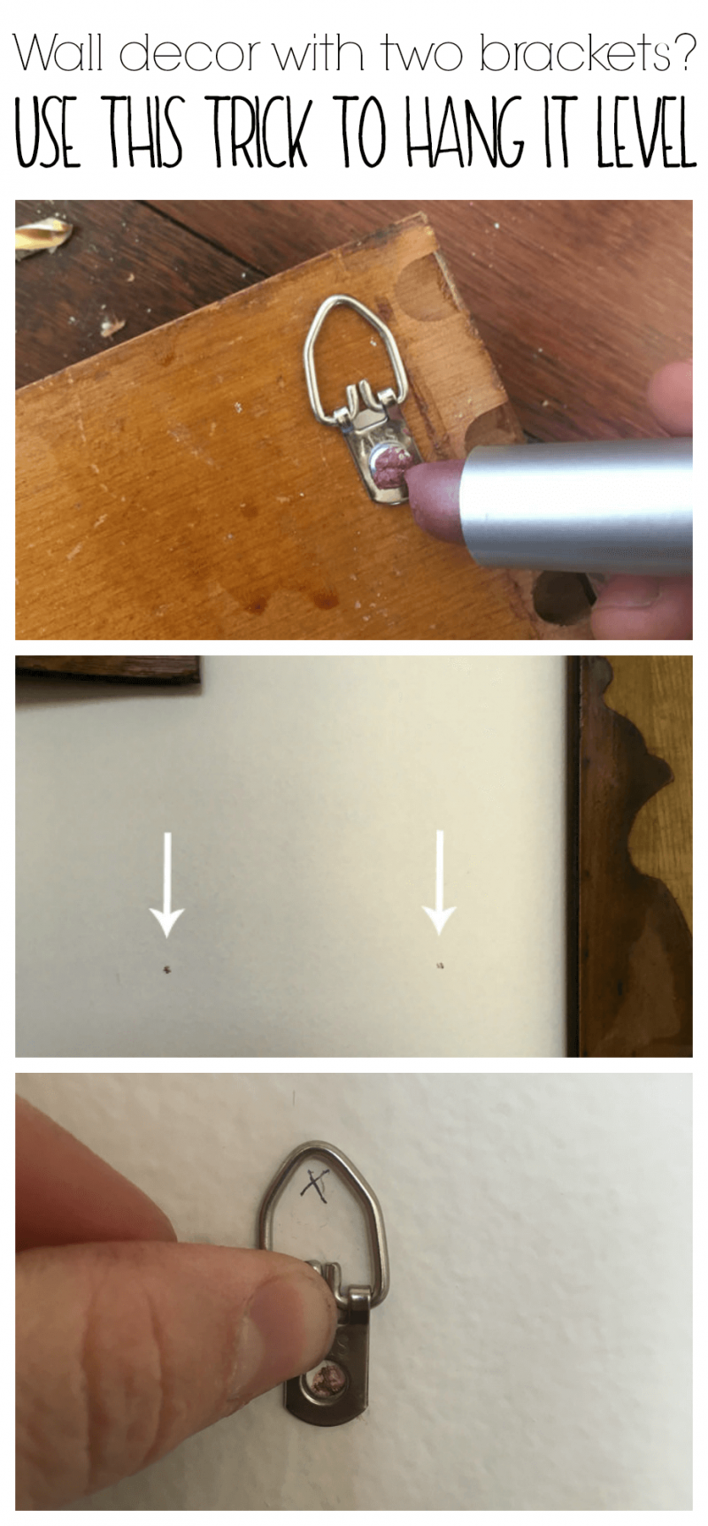 how to hang something on the wall with two brackets so that it is level