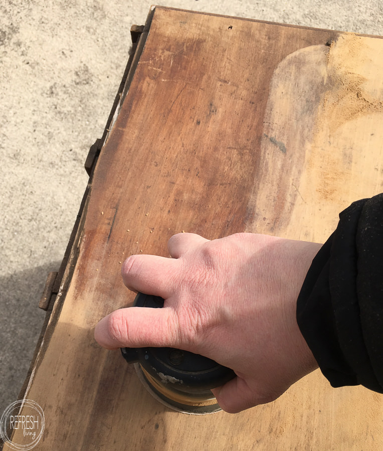 sanding furniture to reveal natural color of wood