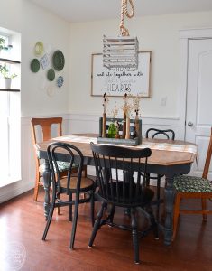 Eat in kitchen makeover for $100, including a new table and chairs!