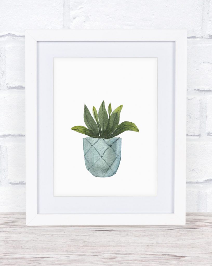 watercolor potted plant printable