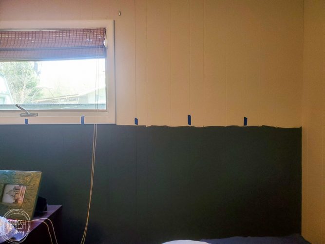 DIY Painted Headboard with a Wood Shelf • Refresh Living