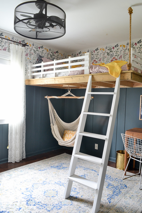 loft bed with hammock chair