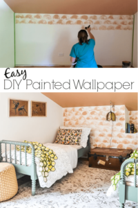 Create the look of wallpaper for cheap with only paint and a paint brush! No fancy painting skills or stencils required - this pattern is so pretty and super easy!