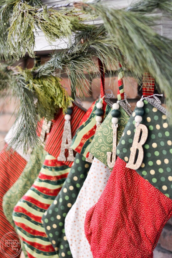 EasyDIY stocking markers made from wood letters and wood beads