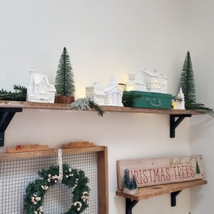 Easy way to update mismatched ceramic houses from the thrift store to create a farmhouse Christmas village.