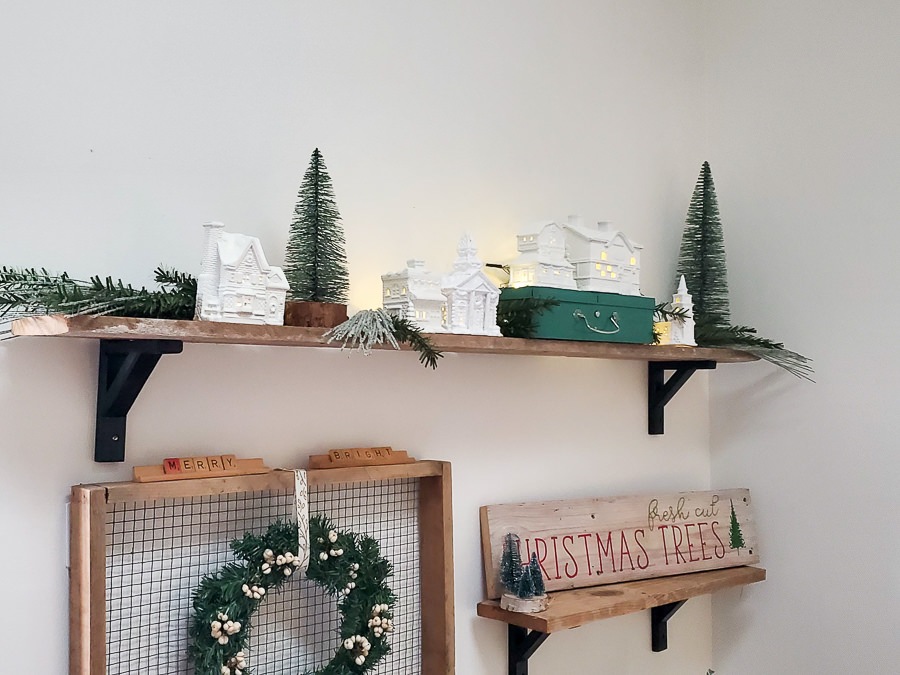 white christmas village for easy DIY christmas decor 