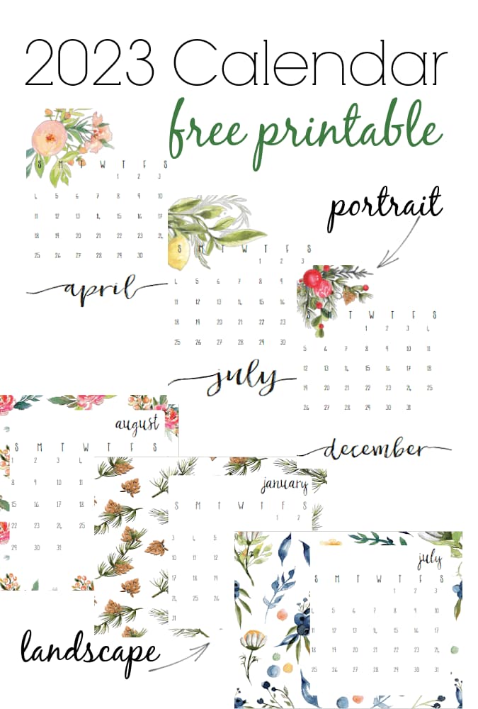 Printable 2023 Calendars – Floral Watercolor Designs
