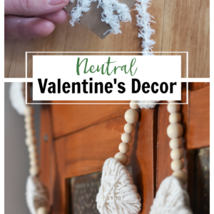 yarn wrapped hearts for farmhouse valentines decor