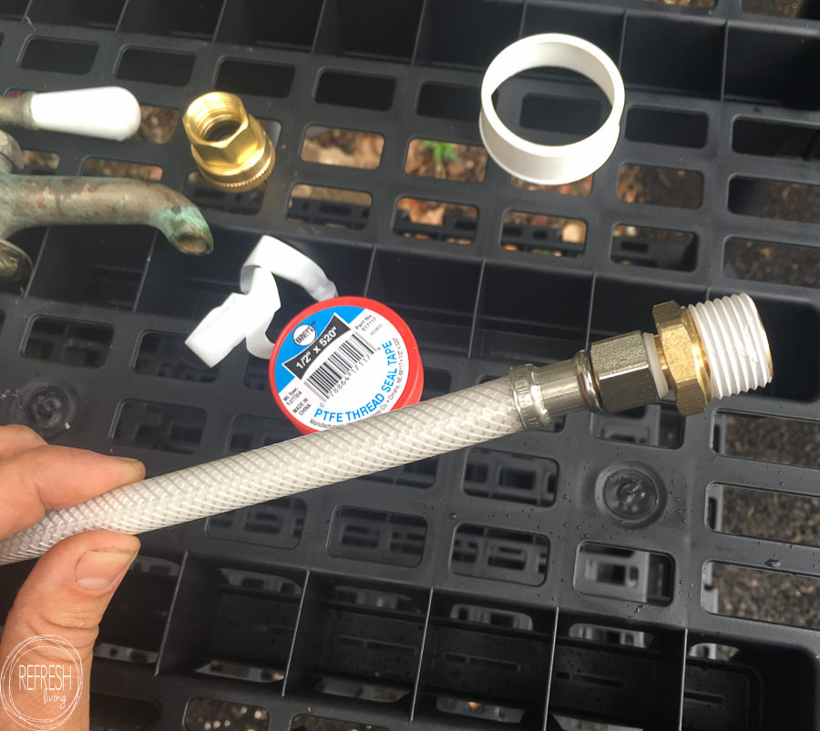 Faucet line connected to compression connector to be able to make a sink that attaches to a garden hose