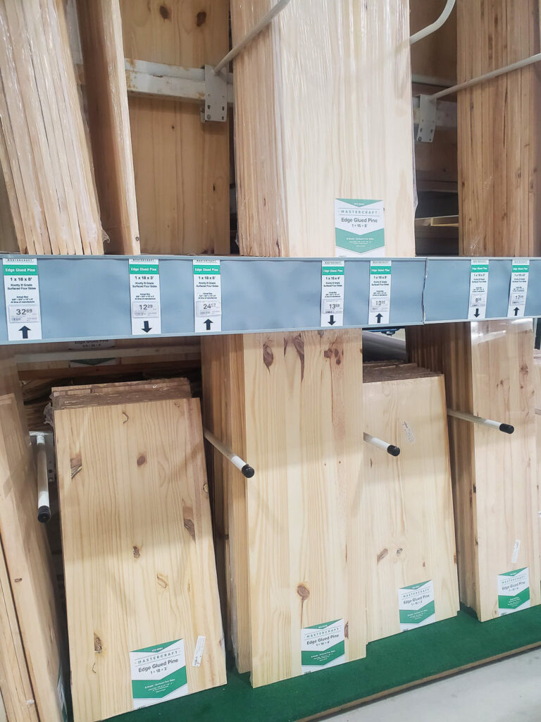 hardware store with edge glued board to use for RV counters
