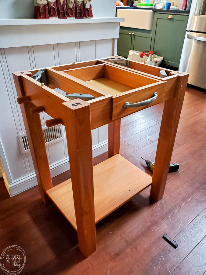 rolling kitchen island before painting