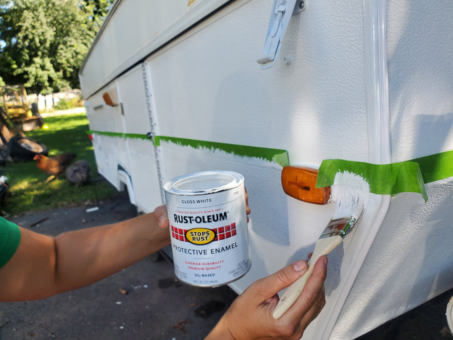 steps for painting clean lines on exterior of a camper or RV