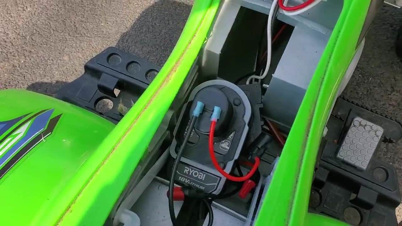 how to use a ryobi battery in a toy powerwheels car