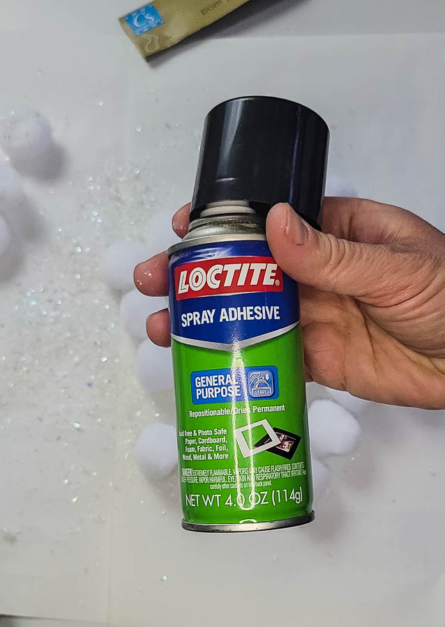 spray adhesive as easy way to apply glitter