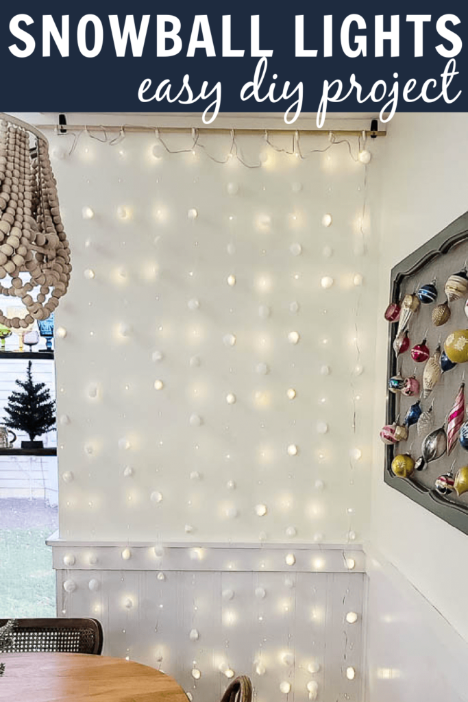 snowball Christmas lights made from curtain lights and cotton balls