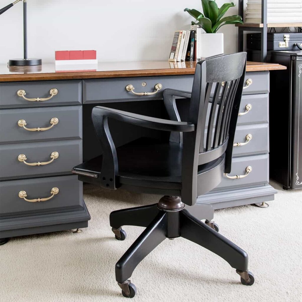 gray and black painted desk