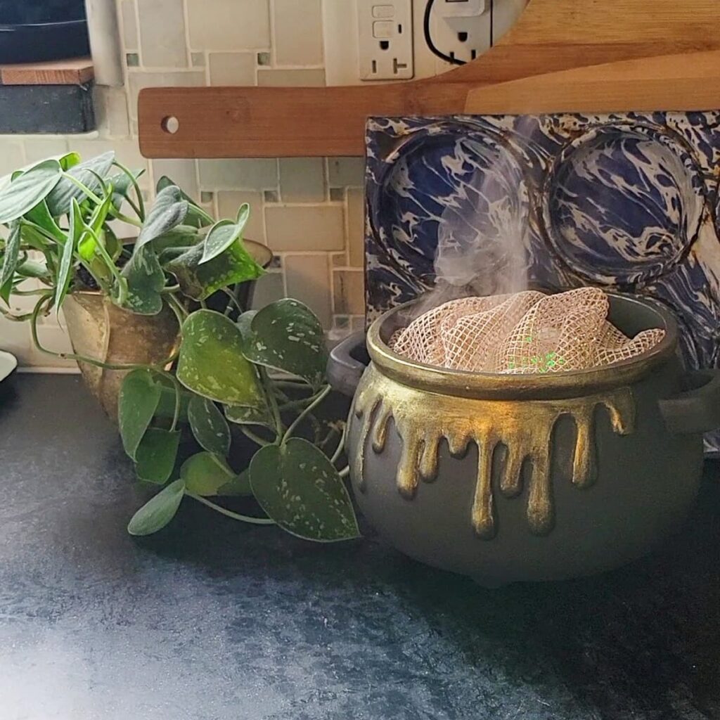 DIY bubbling cauldron with an essential oil diffuser