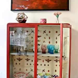 red chalk paint cabinet