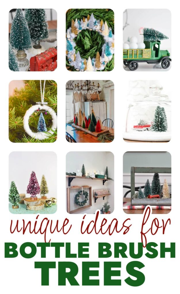 collage of ideas for decorating with bottle brush trees 