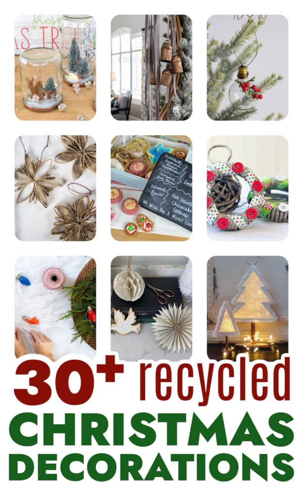 collage of over 30 ideas for recycled christmas crafts