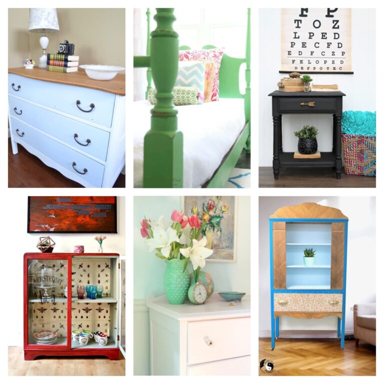 collage of pieces of furniture painted with chalk paint