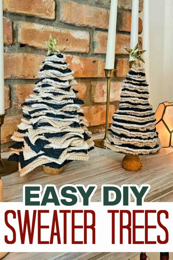 make DIY Christmas trees for holiday decor using old sweaters 